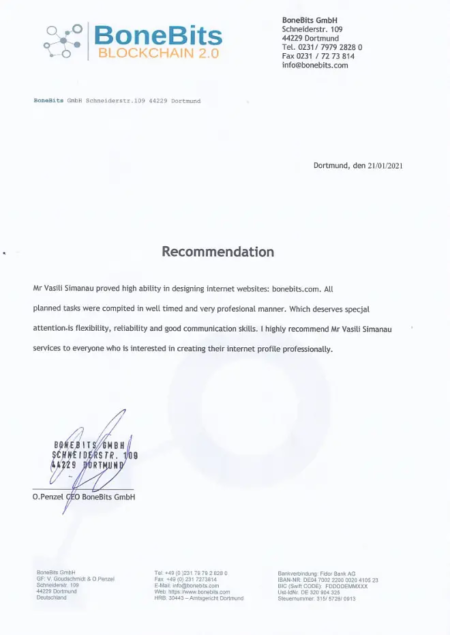 Rekomendacja ze strony Bonebits za rzetelne i sprawne wsparcie w zakresie tworzenia stron internetowych