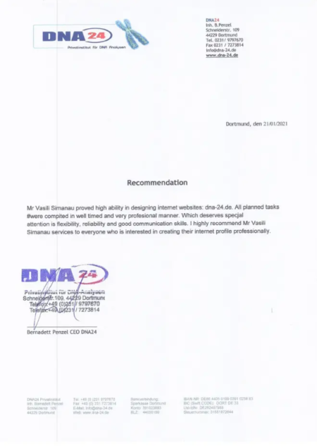 Profesjonalna rekomendacja za stworzenie strony Dna24