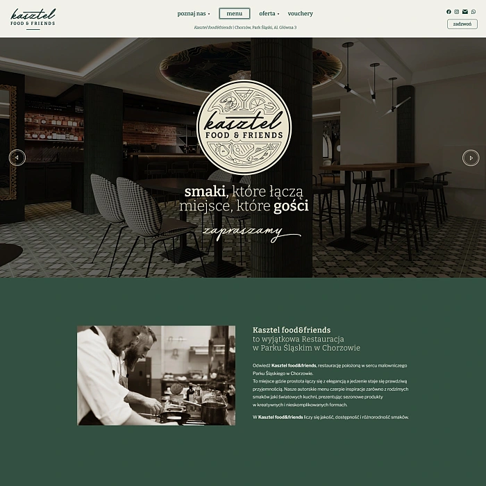 Strona internetowa restauracji Kasztel